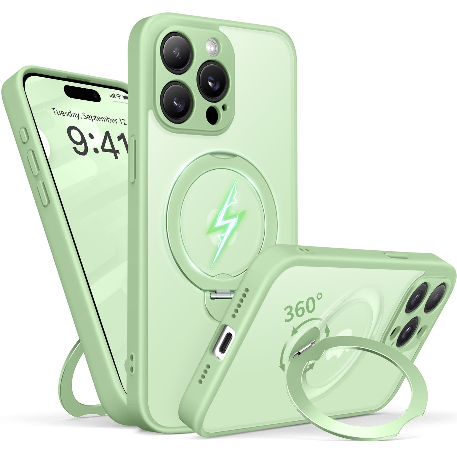 360° Spin Invisible Stand & MagSafe iPhone Case with All-around Protection