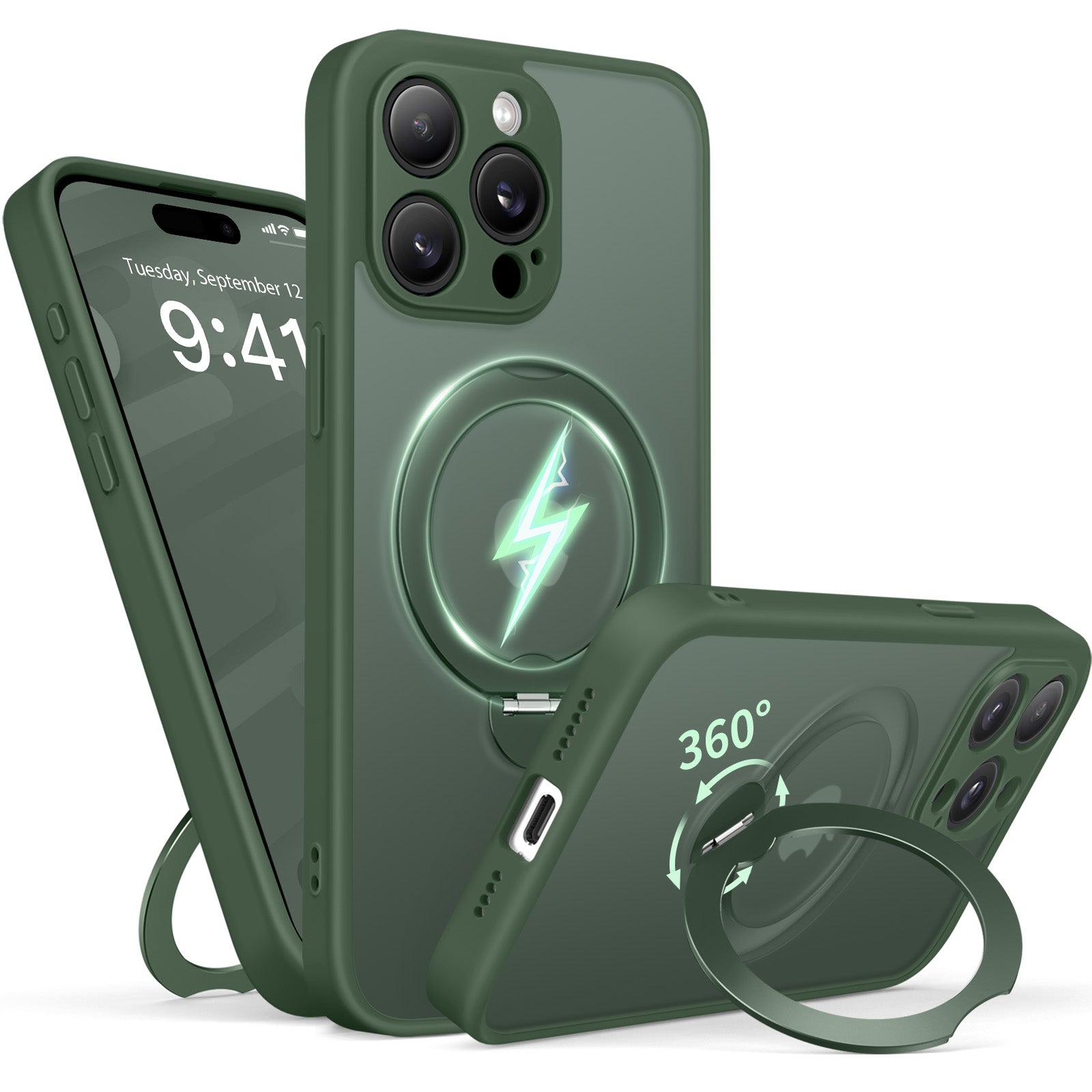 360° Spin Invisible Stand & MagSafe iPhone Case with All-around Protection