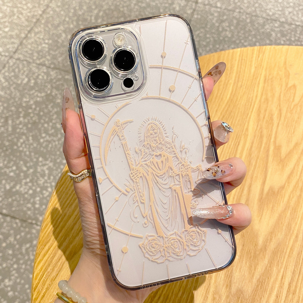 Santa Muerte Printing Pattern iPhone Case with Clear Back & Full Wrap Coverage