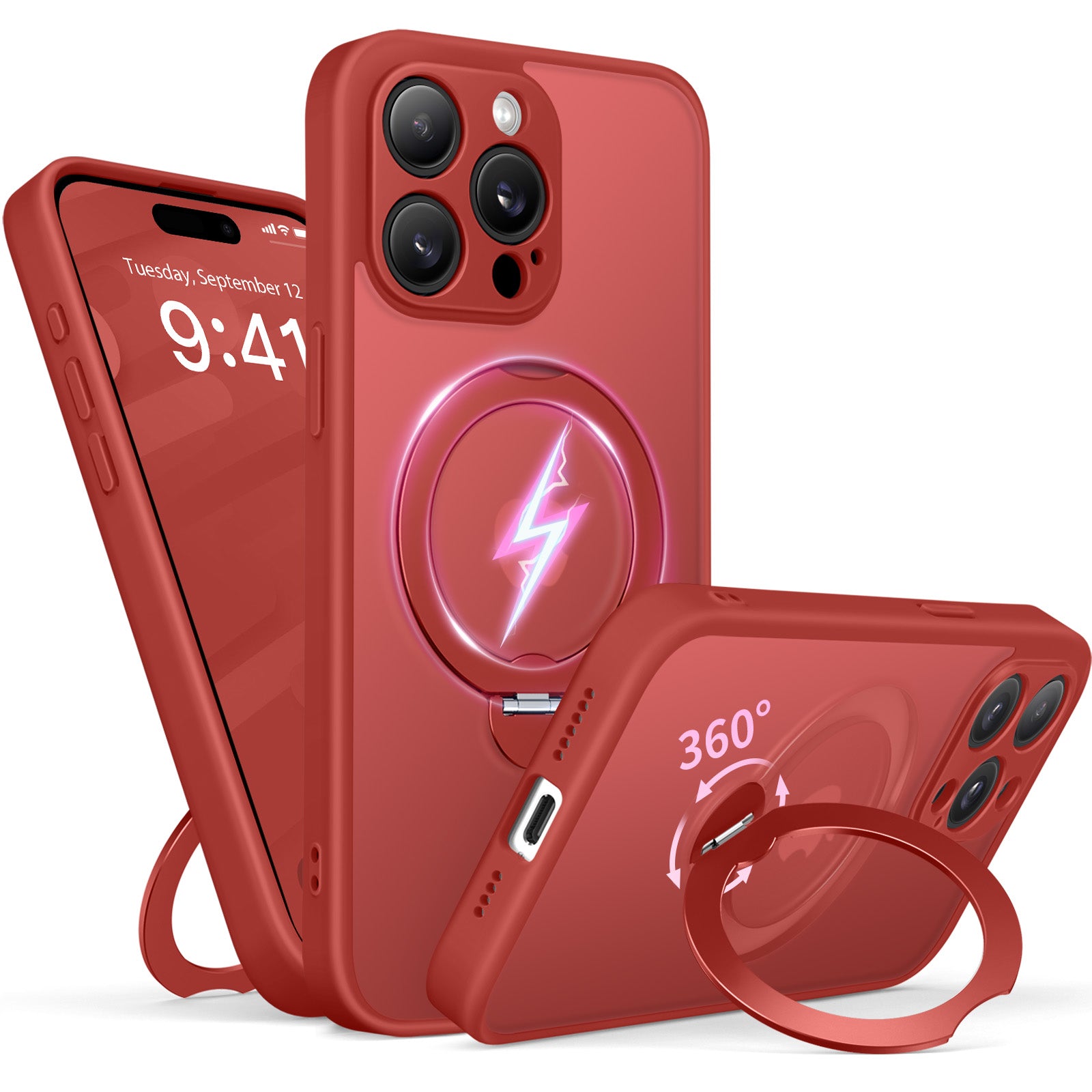 360° Spin Invisible Stand & MagSafe iPhone Case with All-around Protection