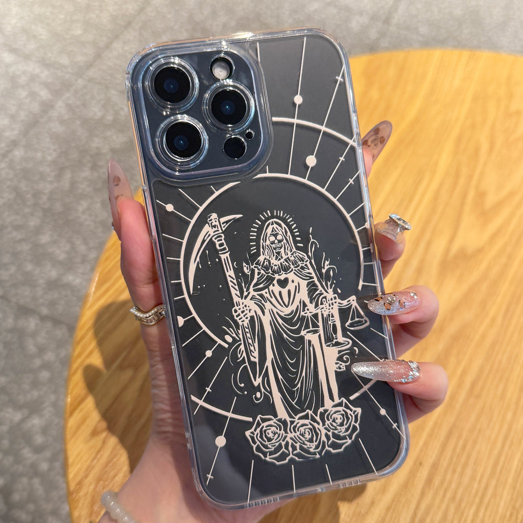 Santa Muerte Printing Pattern iPhone Case with Clear Back & Full Wrap Coverage