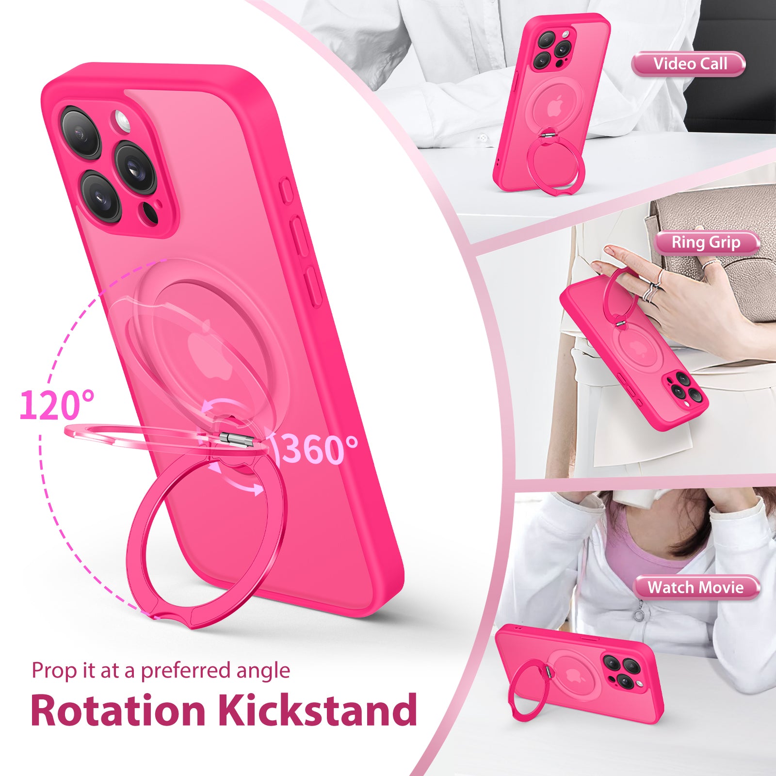 360° Spin Invisible Stand & MagSafe iPhone Case with All-around Protection