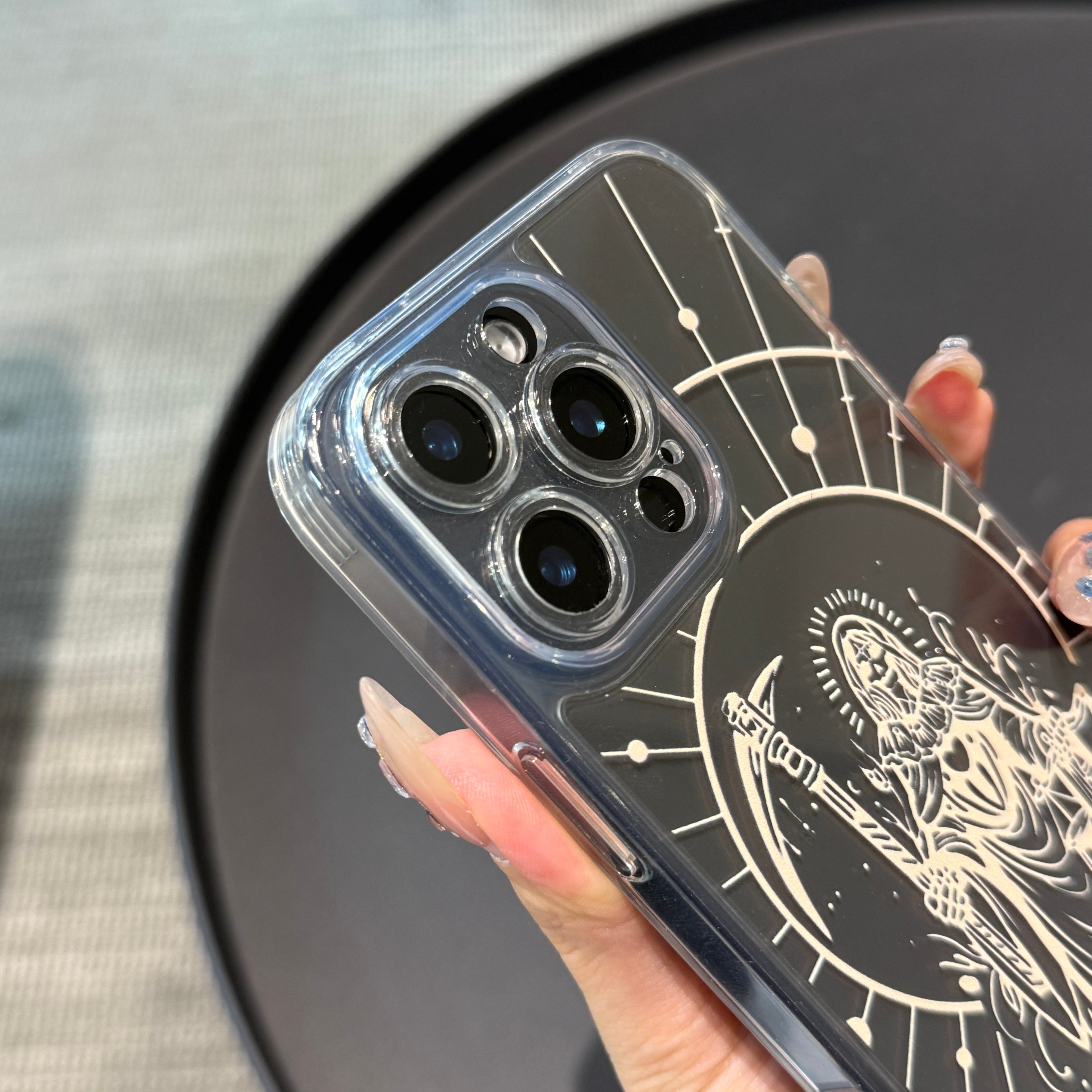 Santa Muerte Printing Pattern iPhone Case with Clear Back & Full Wrap Coverage