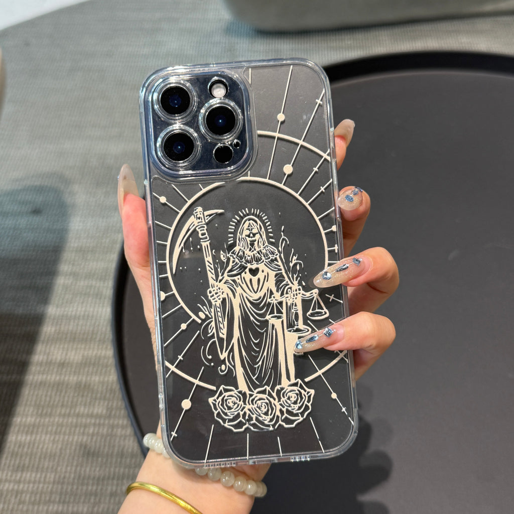 Santa Muerte Printing Pattern iPhone Case with Clear Back & Full Wrap Coverage