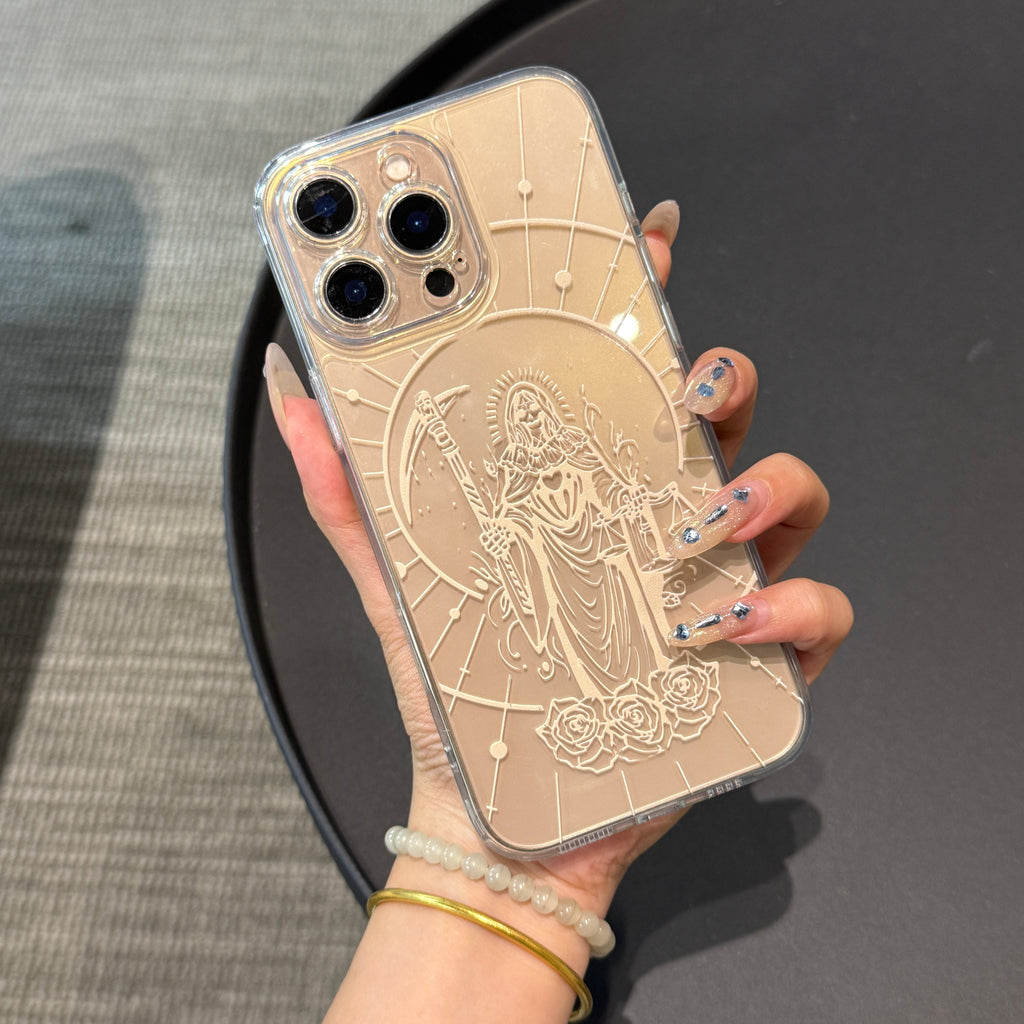 Santa Muerte Printing Pattern iPhone Case with Clear Back & Full Wrap Coverage