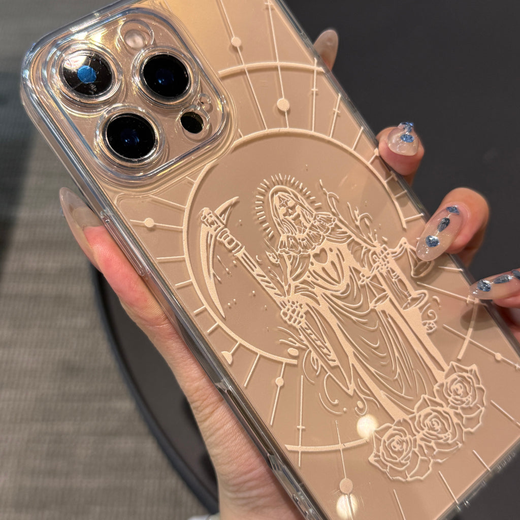 Santa Muerte Printing Pattern iPhone Case with Clear Back & Full Wrap Coverage