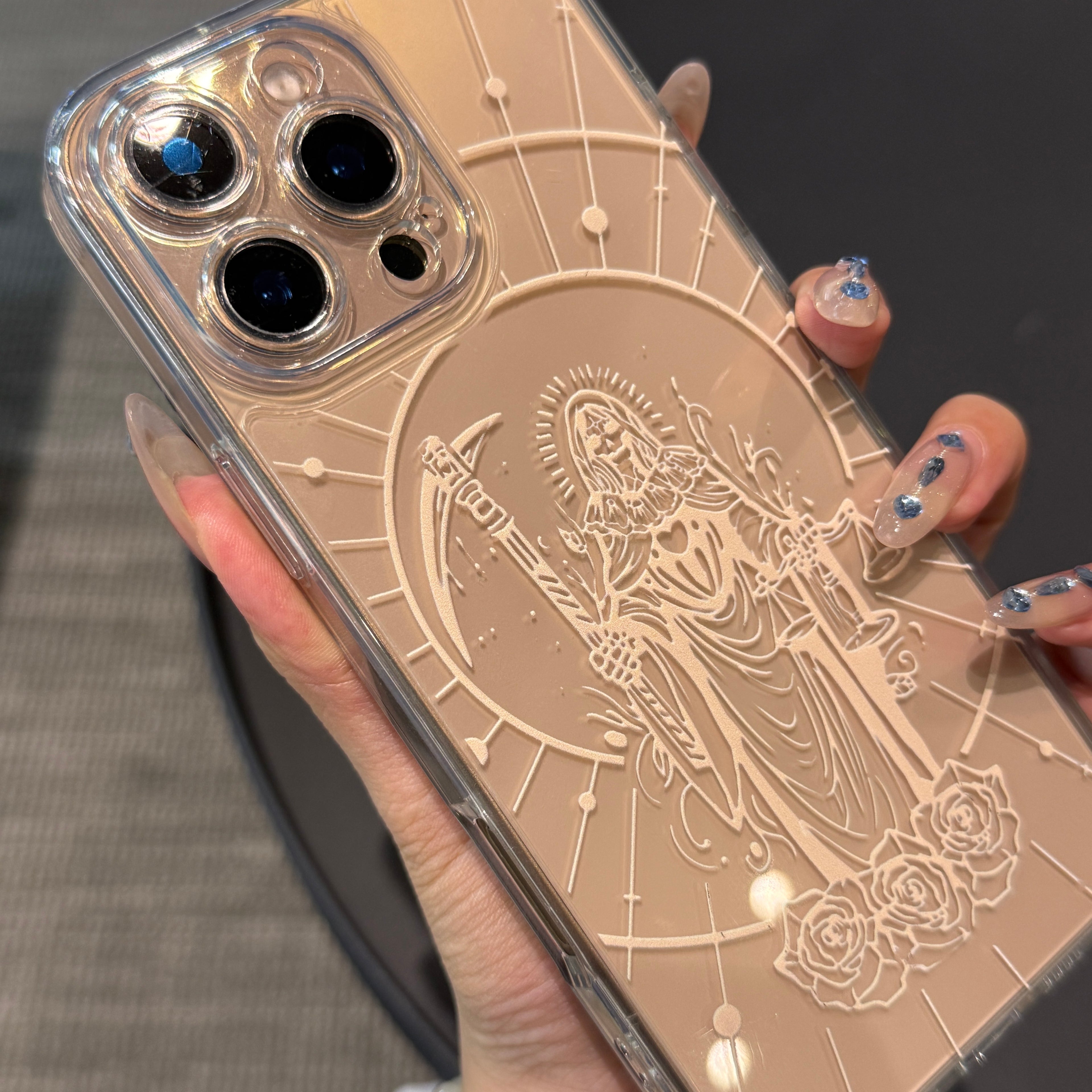Santa Muerte Printing Pattern iPhone Case with Clear Back & Full Wrap Coverage