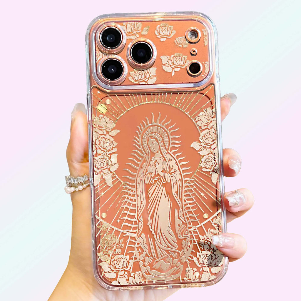 Virgin Mary Pattern iPhone Case, Clear TPU Shockproof Protection Cover